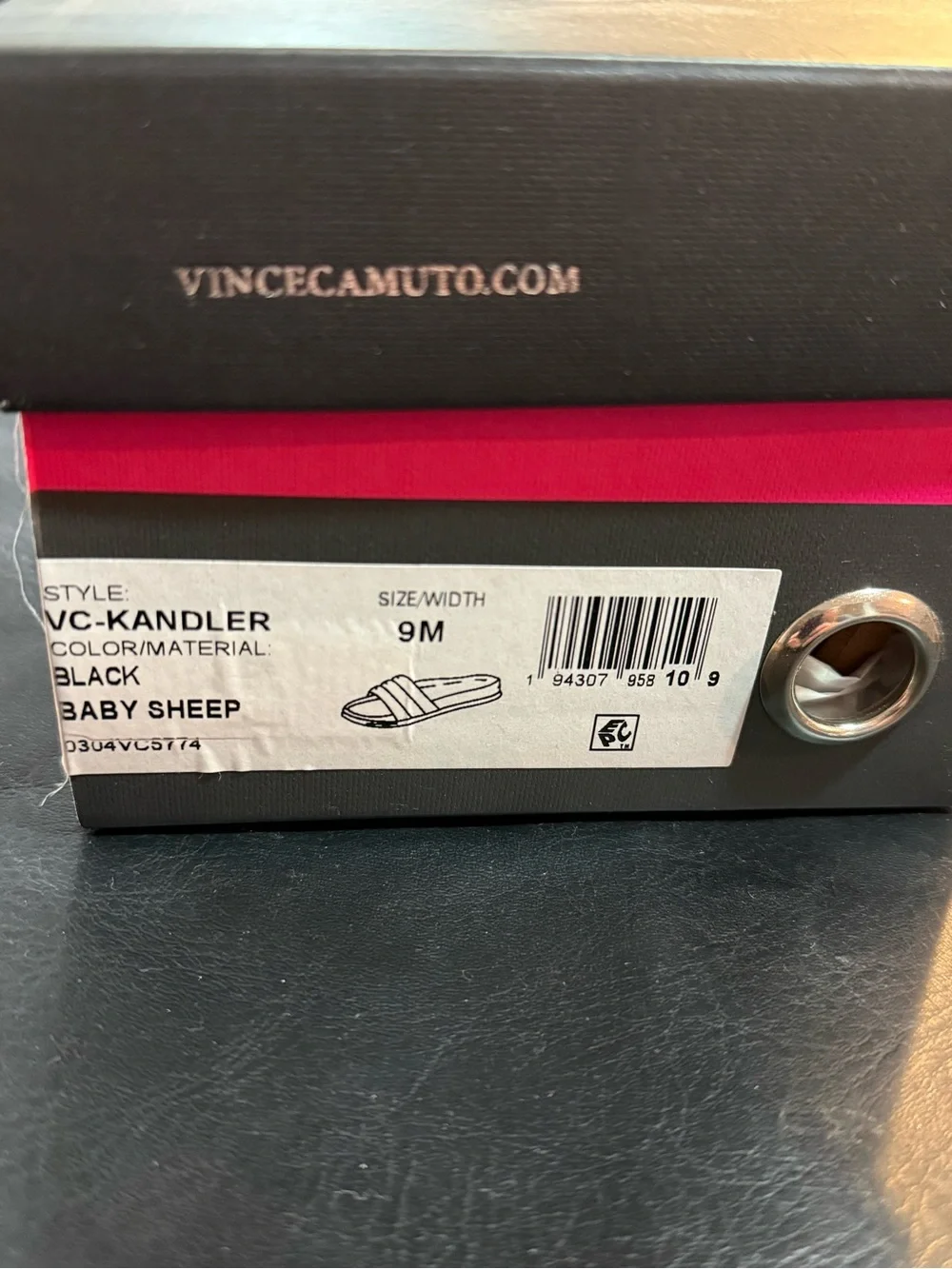 Vince Camuto Black Padded Slide Sandals with Studded Trim